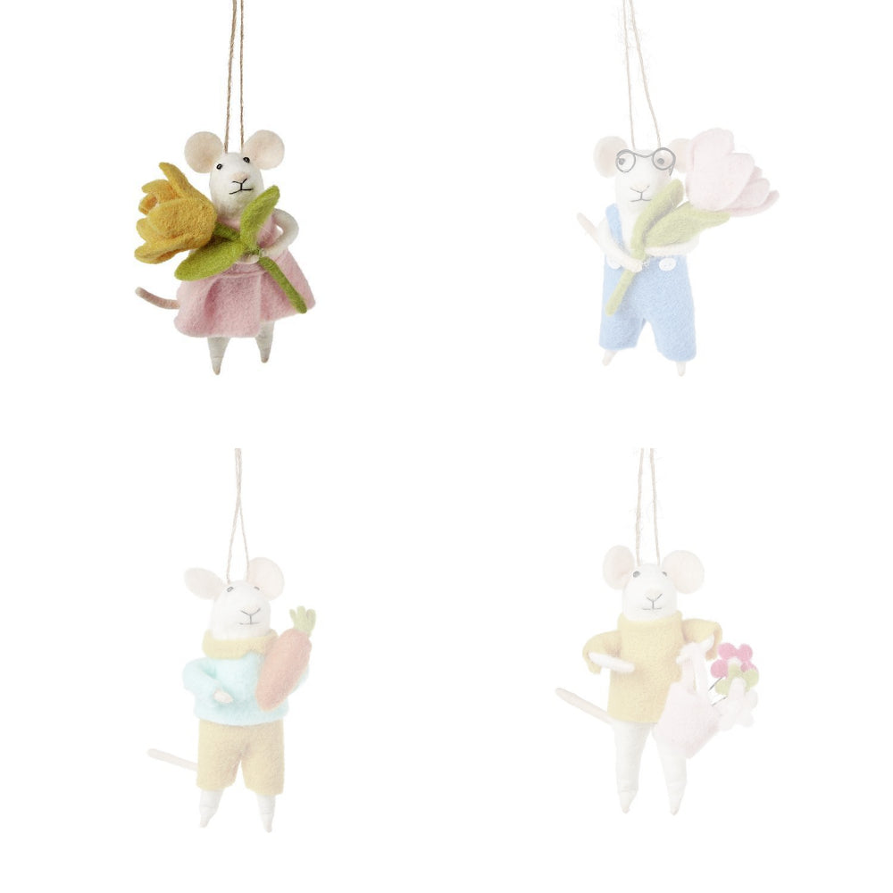Two's Company Spring Garden Mouse Hand-Crafted Felt Ornament
