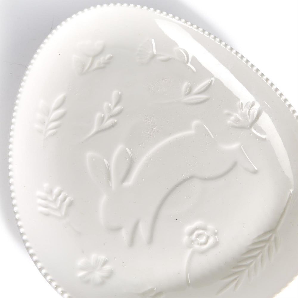 Two's Company Bunny and Egg Serving Platter with Embossed Pattern