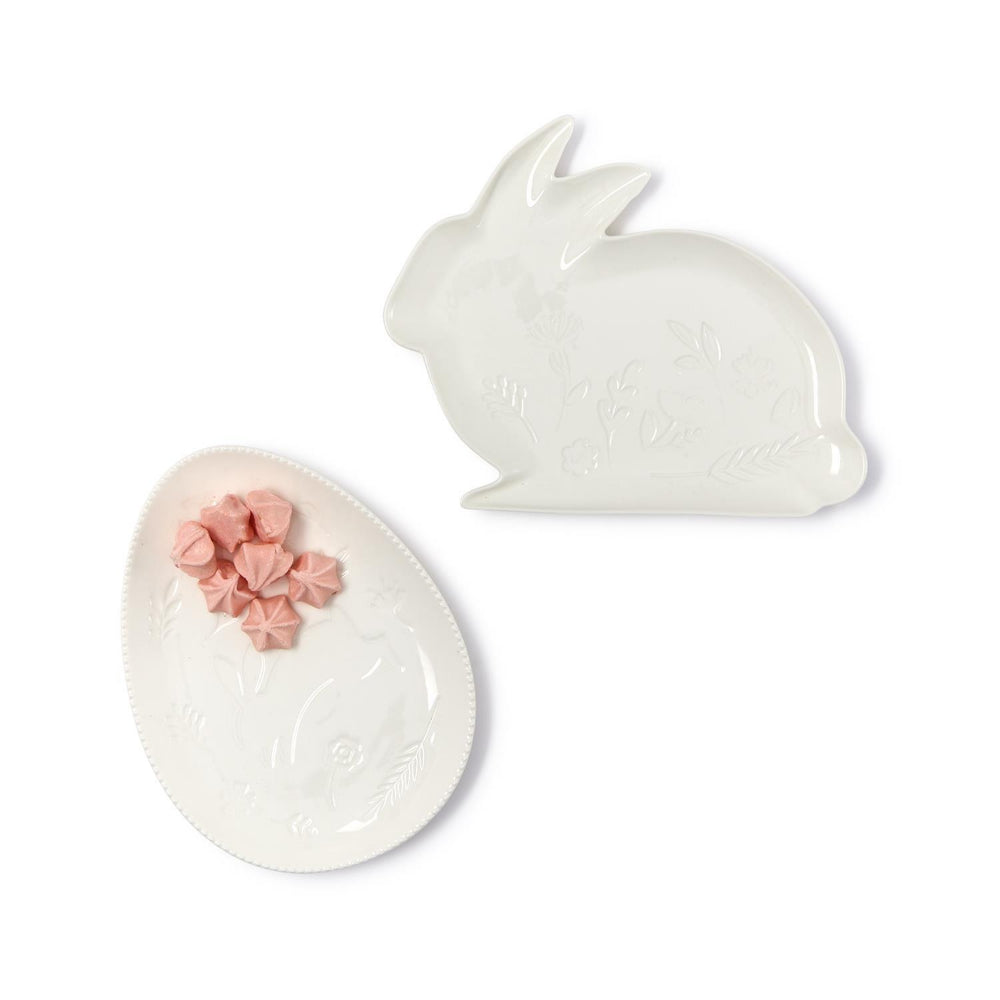 Two's Company Bunny and Egg Serving Platter with Embossed Pattern