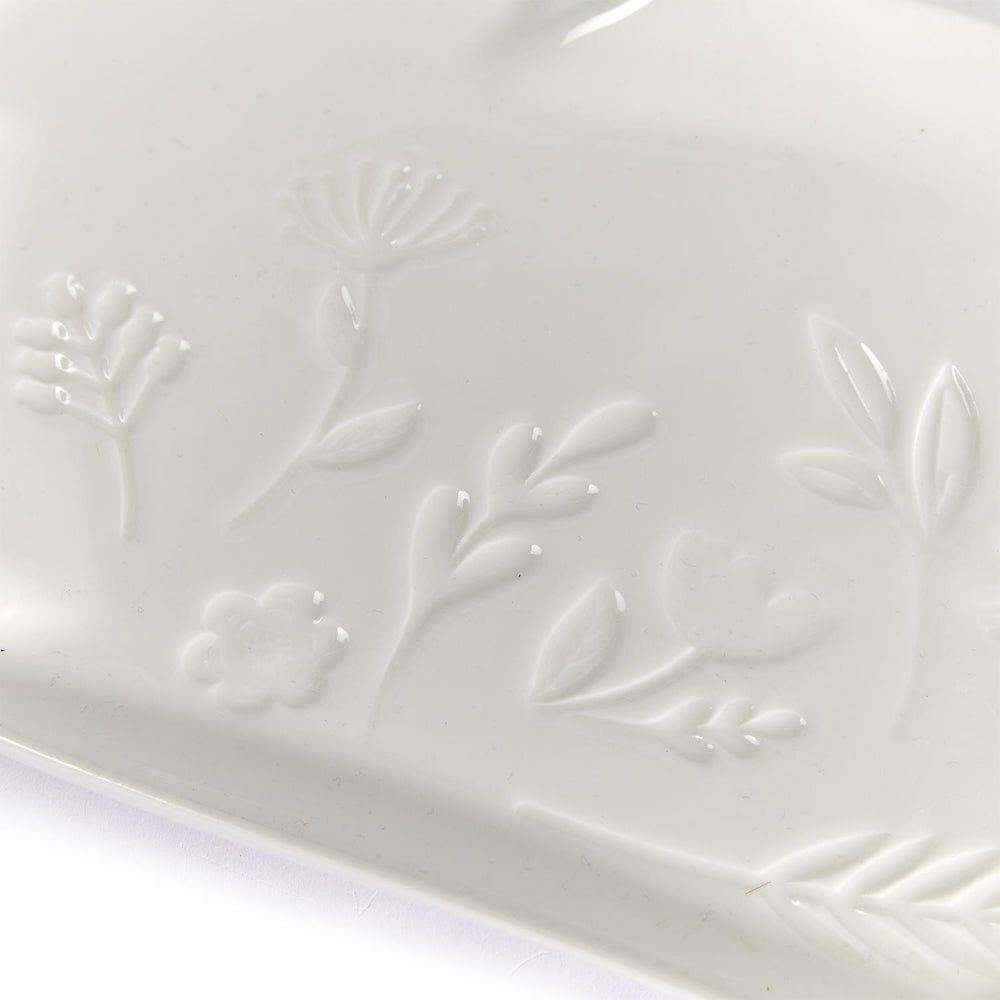 Two's Company Bunny and Egg Serving Platter with Embossed Pattern