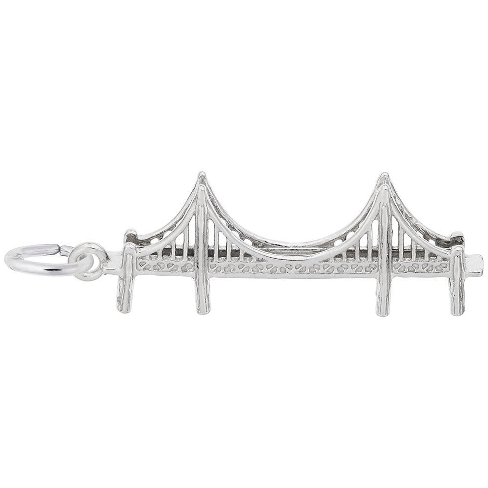 Silver Golden Gate Bridge charm, shown on a white background