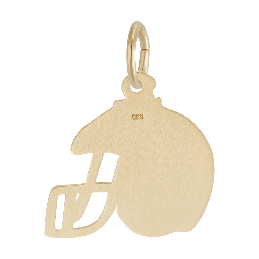 Plain back of Gold football helmet charm on a white background