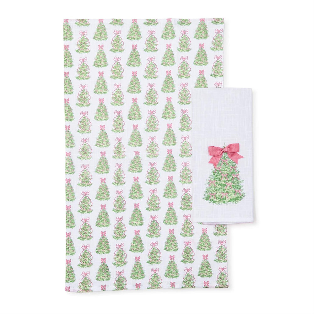 Two's Company Bow-tiful Dish Towels with Satin Bow Accent-Set of 2