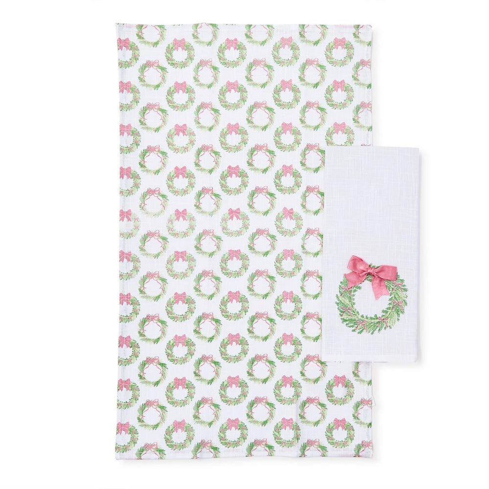 Two's Company Bow-tiful Dish Towels with Satin Bow Accent-Set of 2