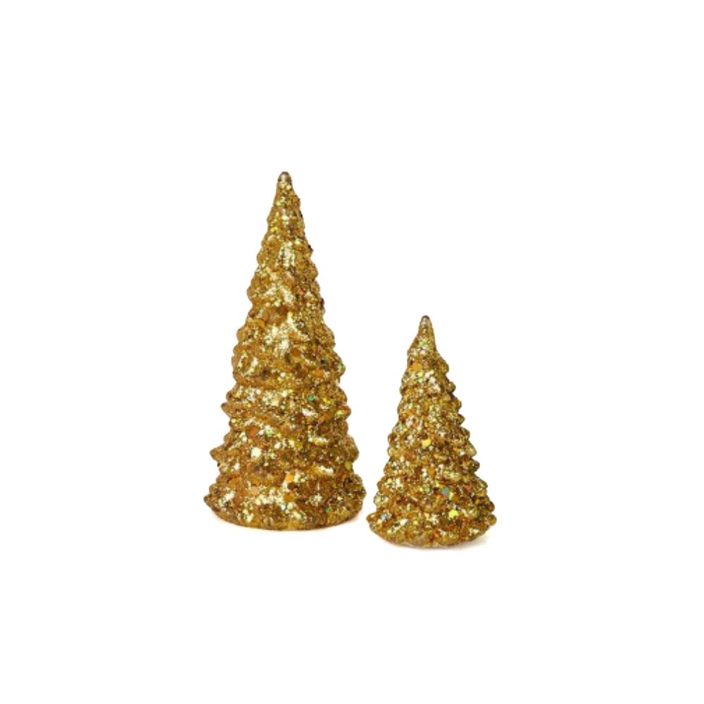 Two's Company All that Glitter Mini Light-Up Trees-Gold