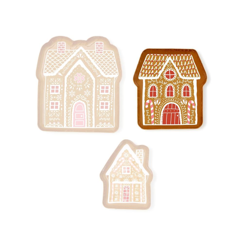 Two's Company Enameled Gingerbread House Plates