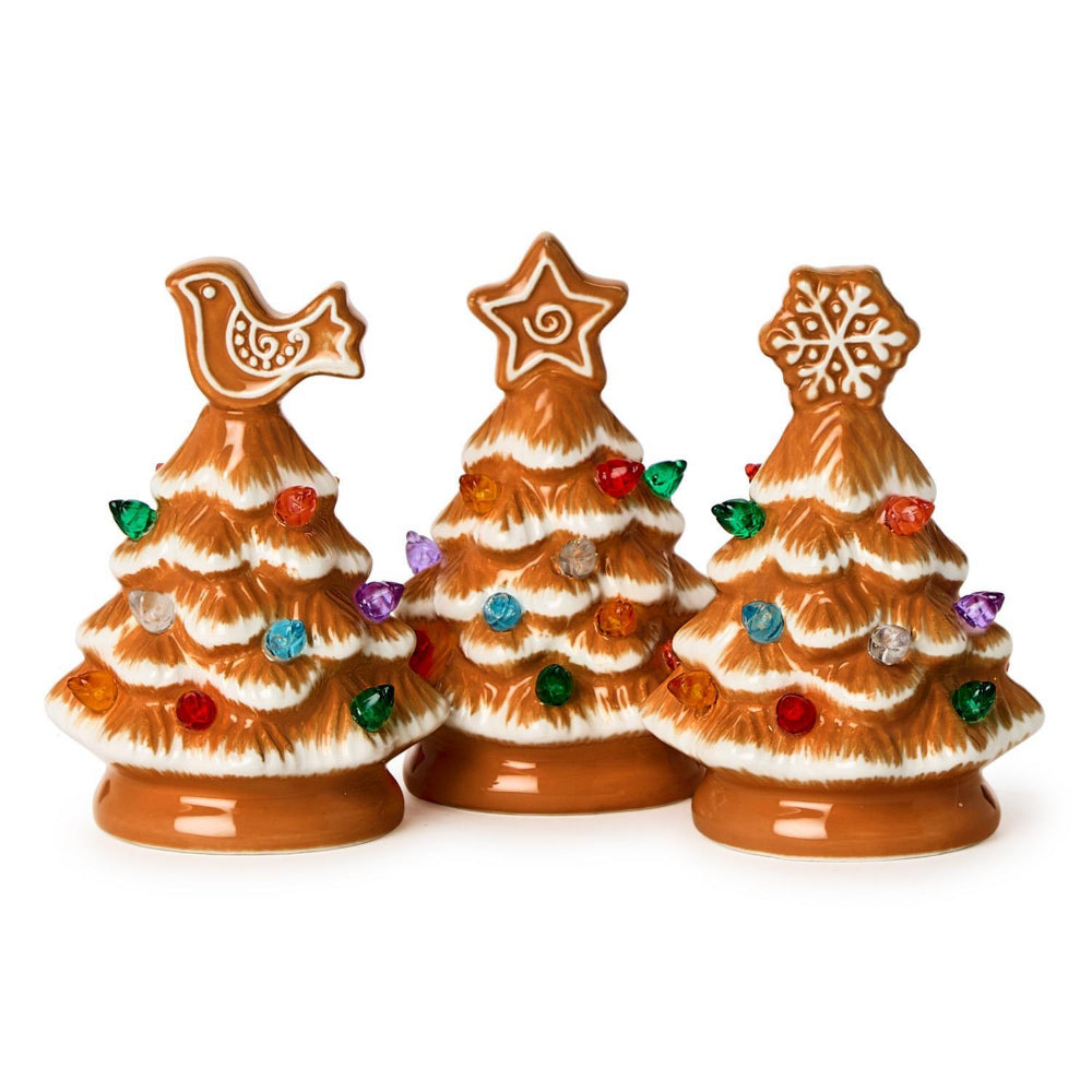 Mini Gingerbread Tree Two's Company Mini Gingerbread Trees with LED Lights – Smyth Jewelers