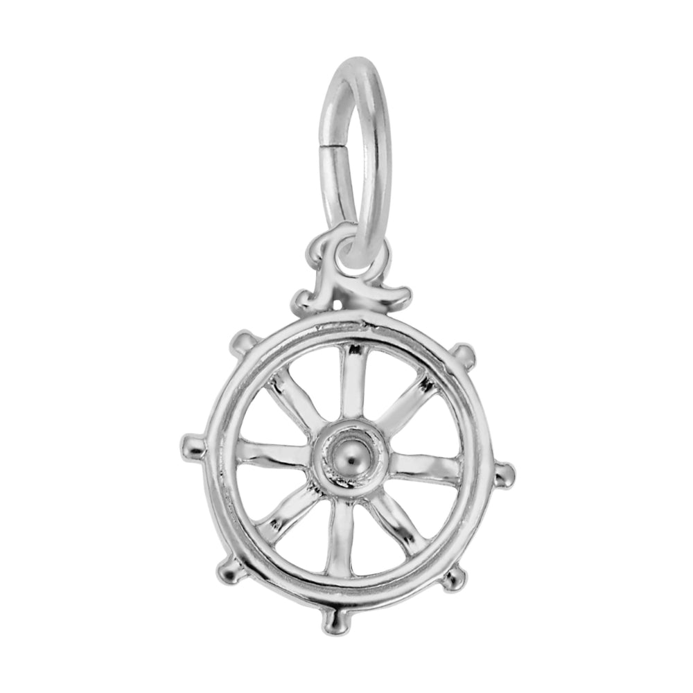 Silver Ships wheel charm, shown on a white background