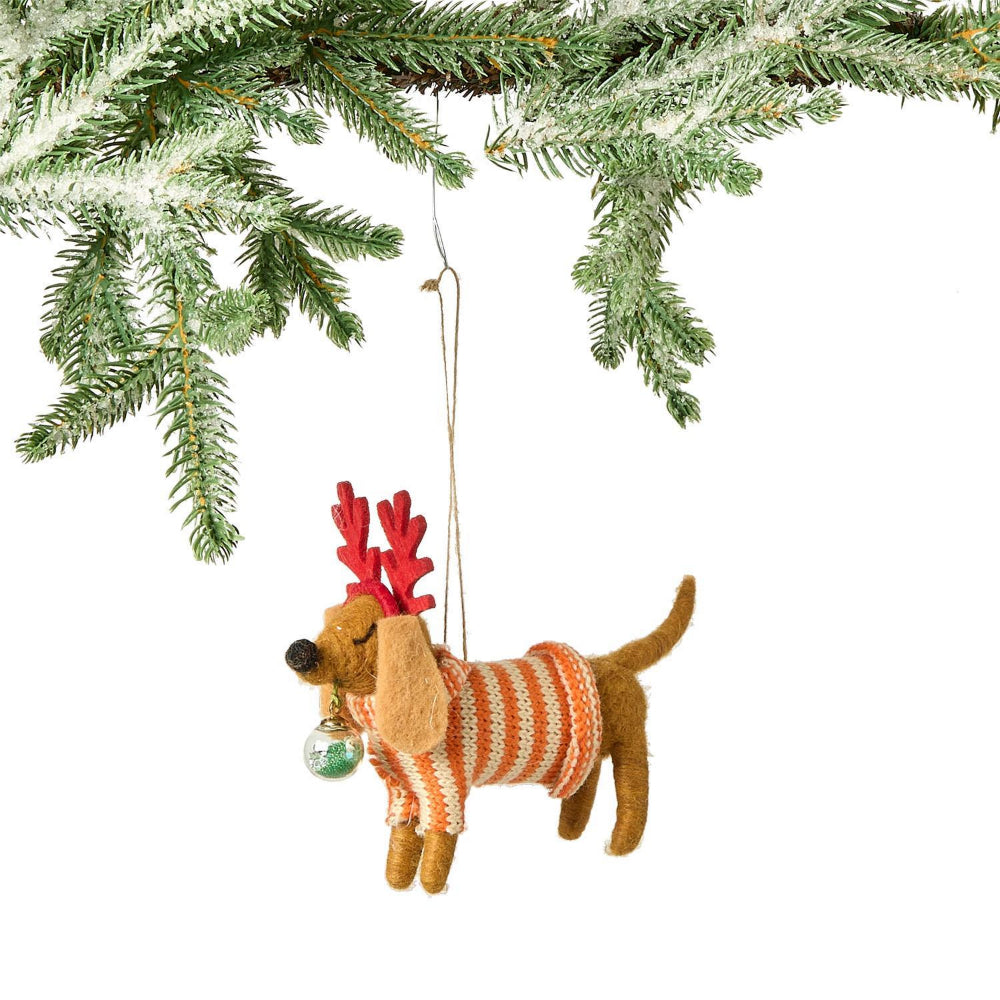 Two's Company Deck the Paws Hand-Crafted Felt Dog Ornament