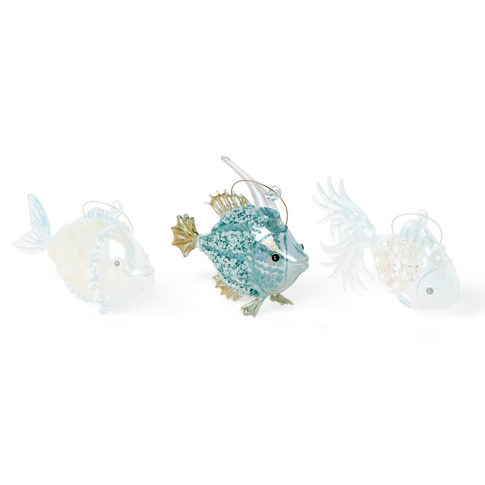 Two's Company Sparkling Fish Hand-Blown Glass Ornament