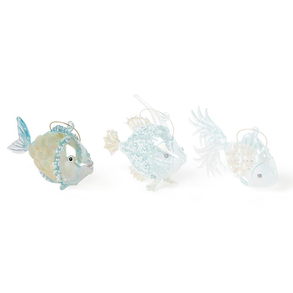Two's Company Sparkling Fish Hand-Blown Glass Ornament
