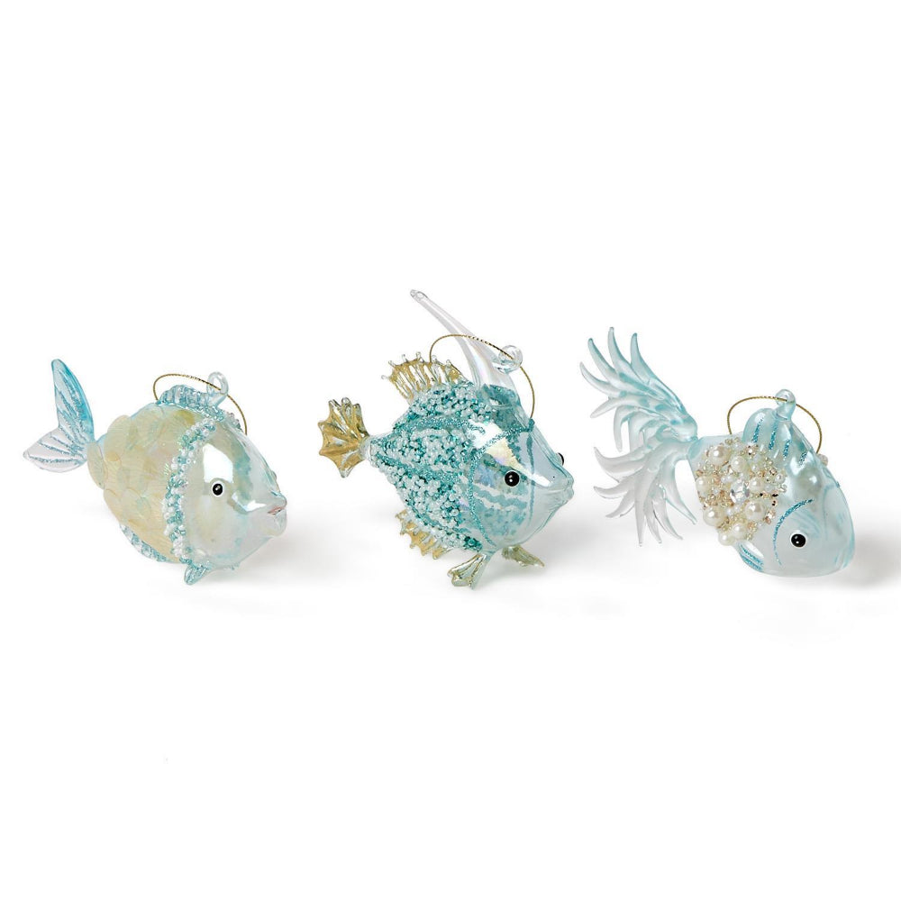 Two's Company Sparkling Fish Hand-Blown Glass Ornament