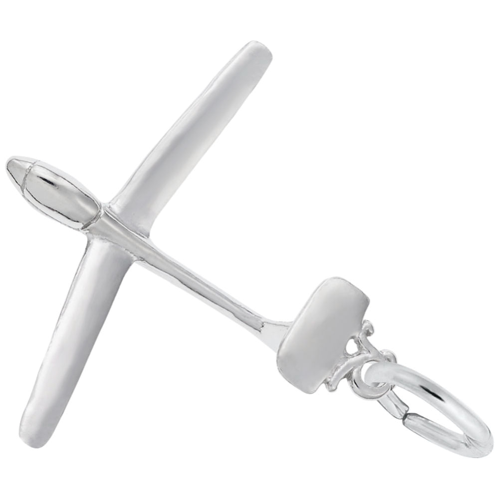 Silver glider charm, shown on a white background