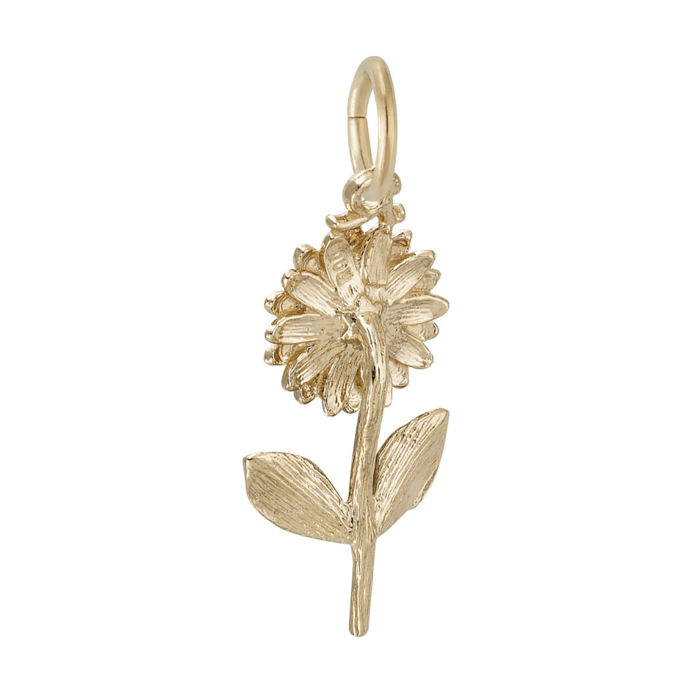 Gold flower-shaped pendant on a white background