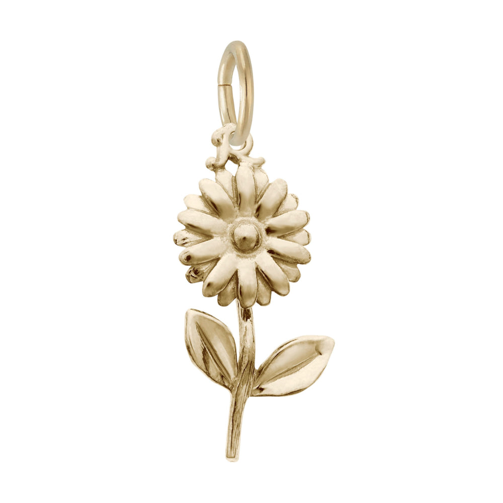 Gold flower-shaped pendant on a white background