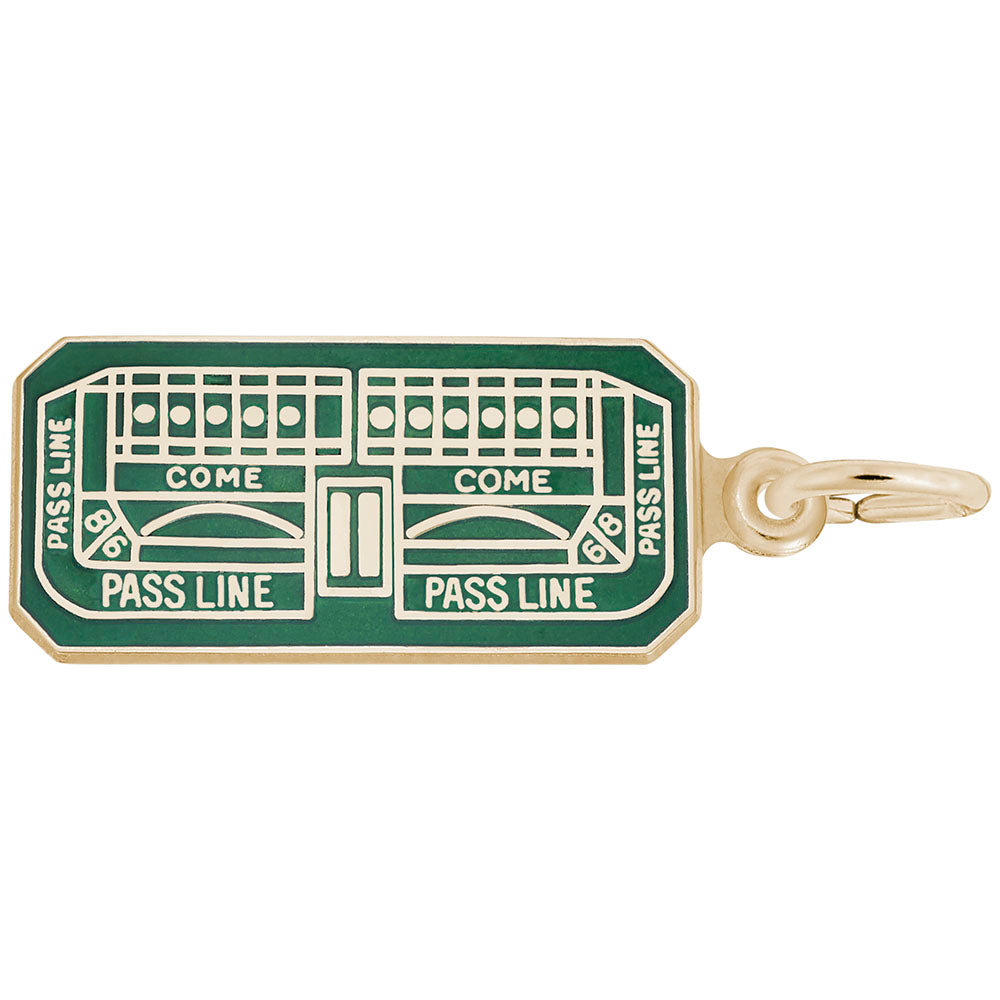 Green Craps Table Charm with gold detailing, shown on a white background