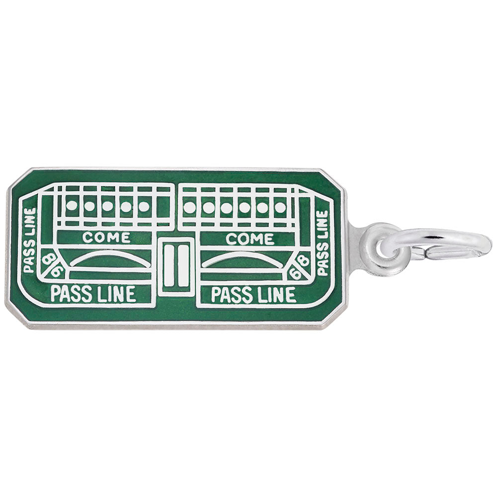 Green Craps Table Charm with silver detailing, shown on a white background