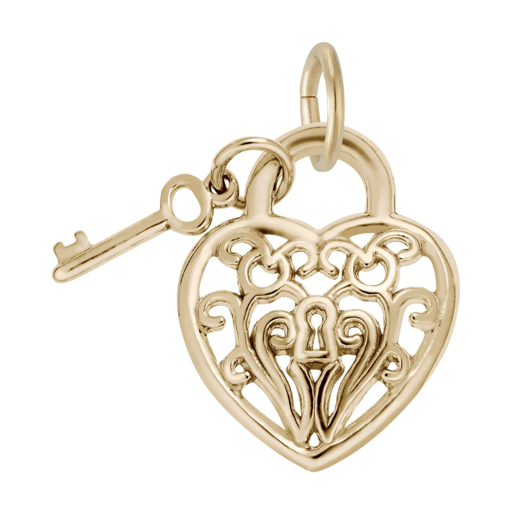 RQC 8364 Filigree Heart & Key Charm