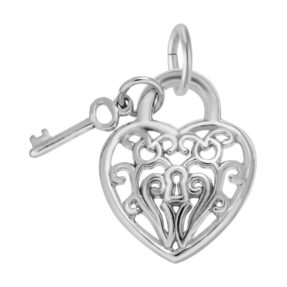 RQC 8364 Filigree Heart & Key Charm