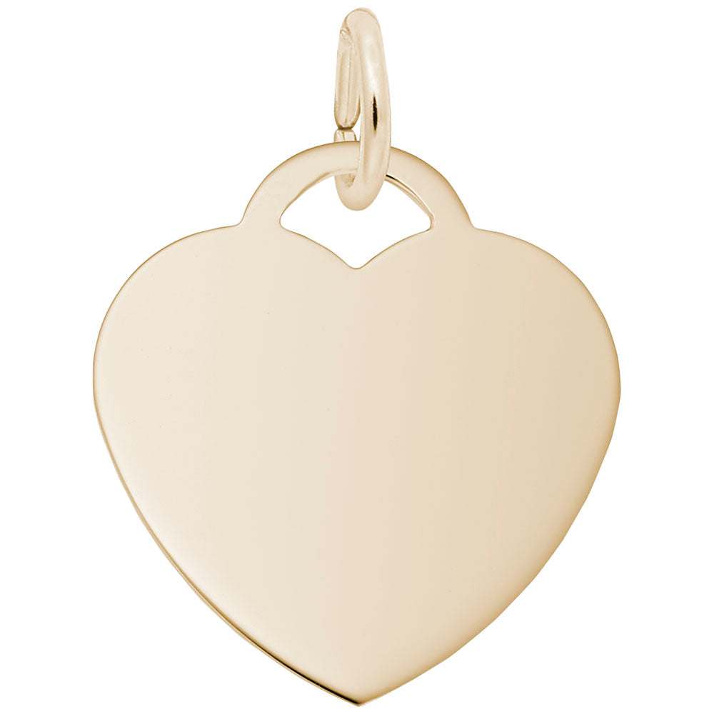 Gold heart-shaped charm on a white background