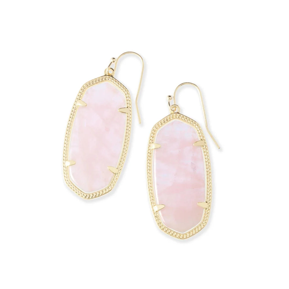 Kendra Scott Elle Gold Drop Earrings in Rose Quartz