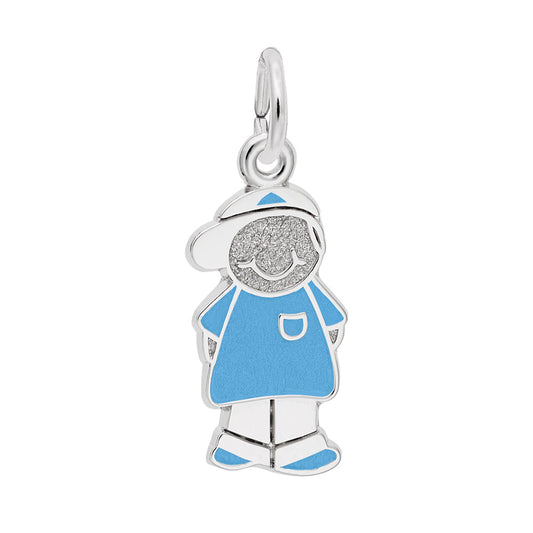 Sterling Silver Painted Boy with Baseball Cap Charm