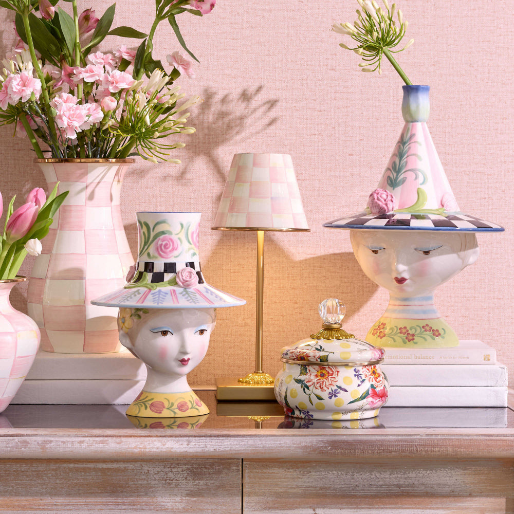 Mackenzie-Childs Rosy Check LED Rechargeable Cafe Table Lamp