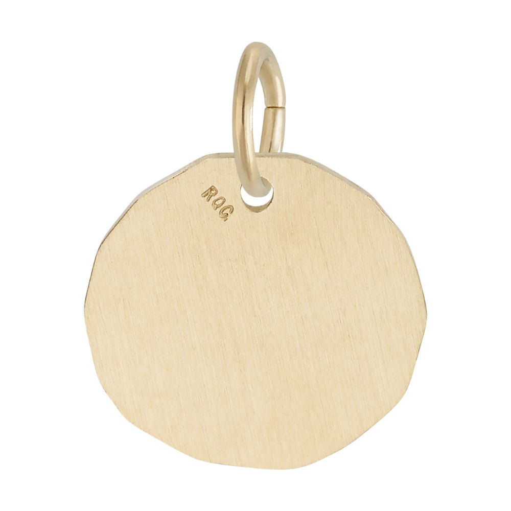 Plain gold hexagonal disc charm on a white background