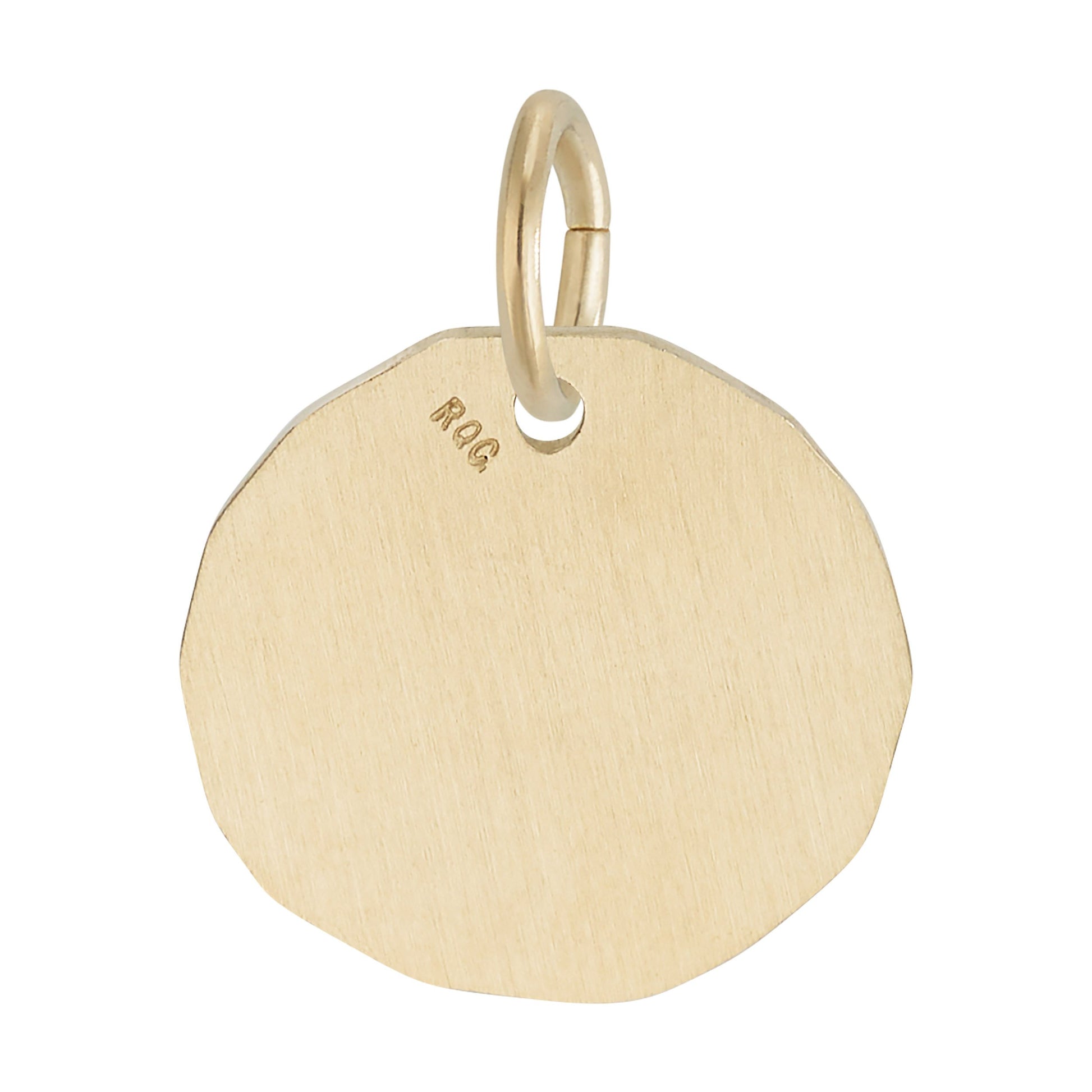 Plain gold hexagonal disc charm on a white background