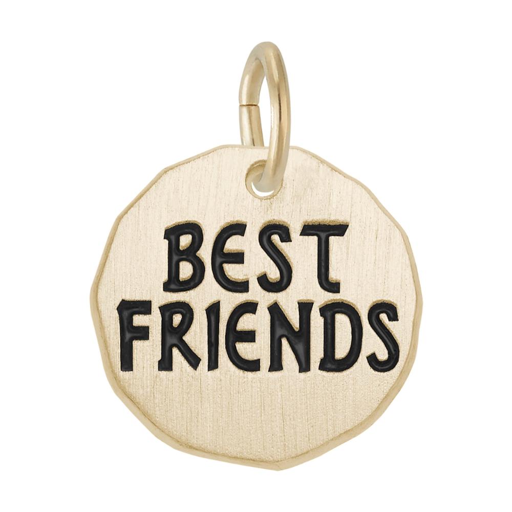 Gold charm with 'BEST FRIENDS' text on a white background