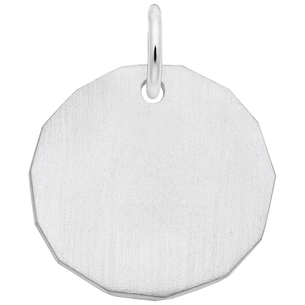 Plain silver hexagonal disc charm on a white background