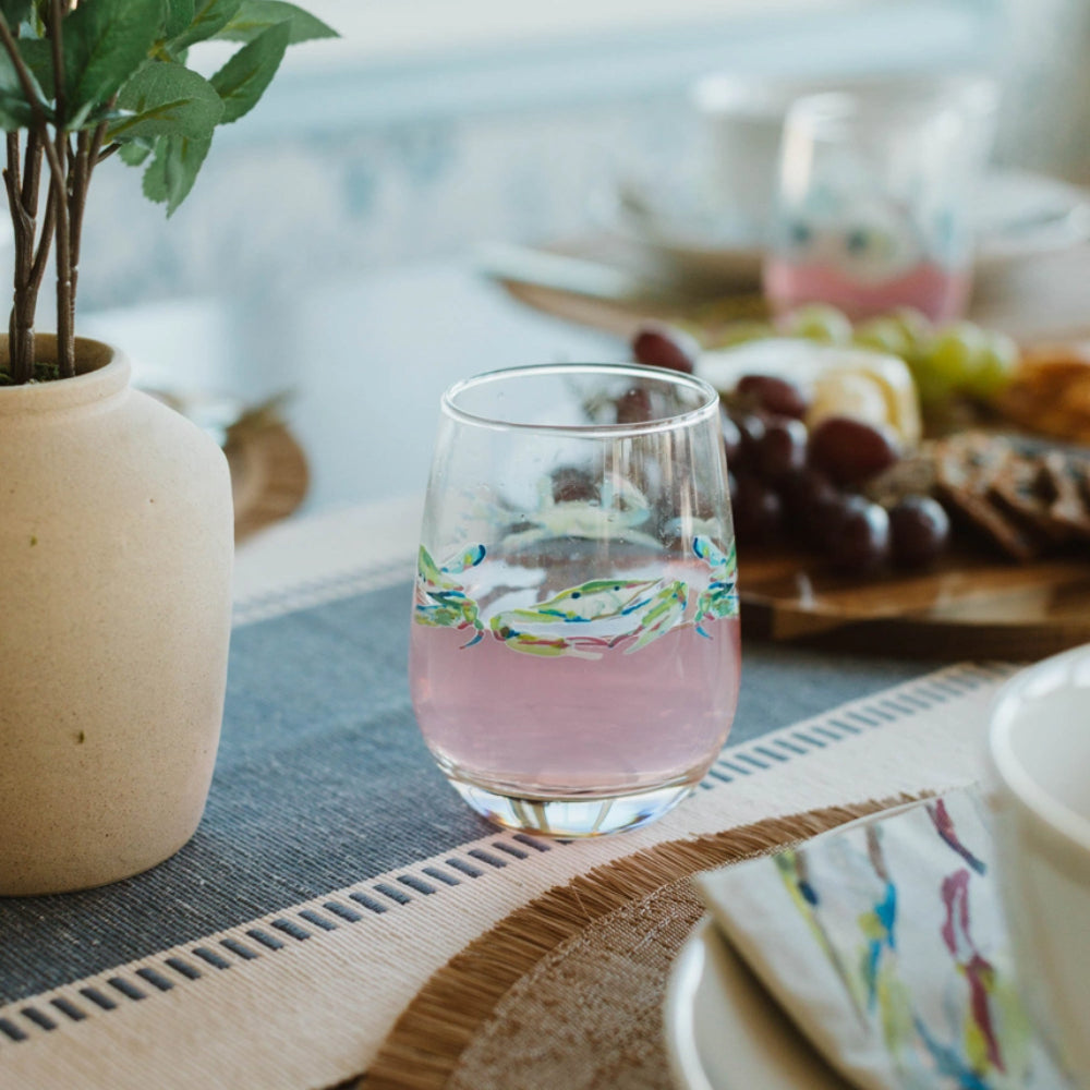 Kim Hovell Art Wine Glass - Bay Blues