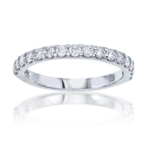 14k White Gold 16 Stone Wedding Band