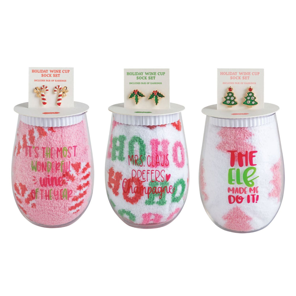 Mud Pie Holiday Wine, Earring & Sock Sets