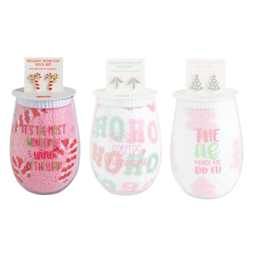 Mud Pie Holiday Wine, Earring & Sock Sets