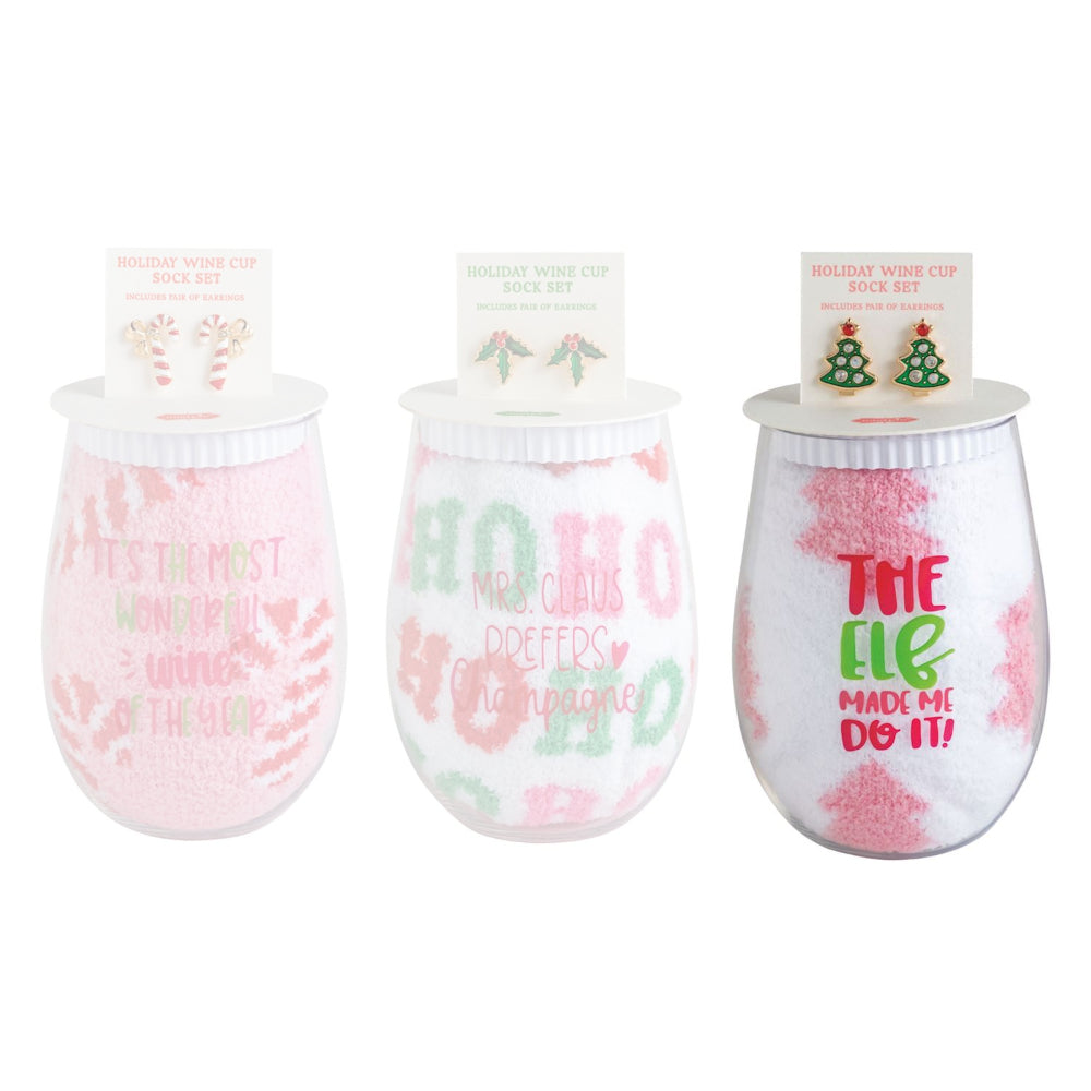 Mud Pie Holiday Wine, Earring & Sock Sets
