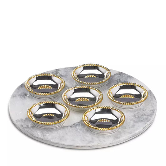 Reed and Barton Roseland Seder Plates with Marble Slate
