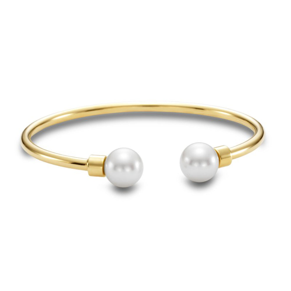 Mastoloni 18k Gold Polished Cuff Bracelet with Pearls