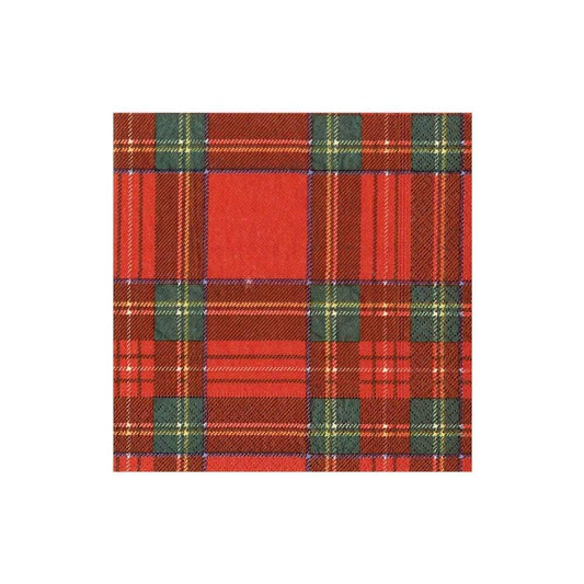 Caspari Royal Plaid Cocktail Napkins