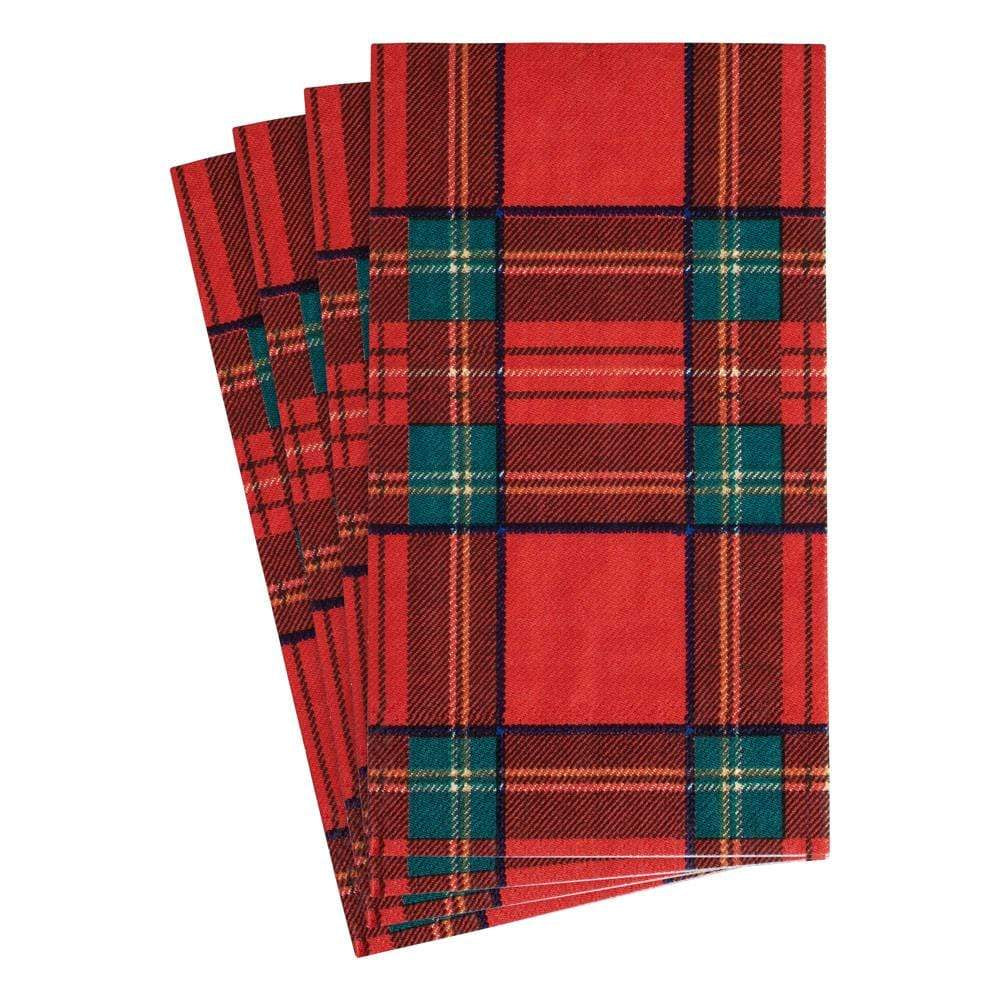 Caspari Royal Plaid Paper Guest Towel Napkins - Package of 15