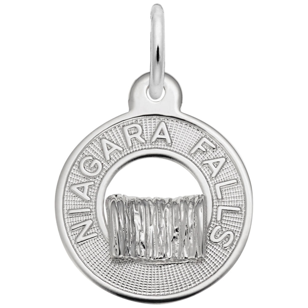 Silver Niagra Falls Ring Charm on a white background