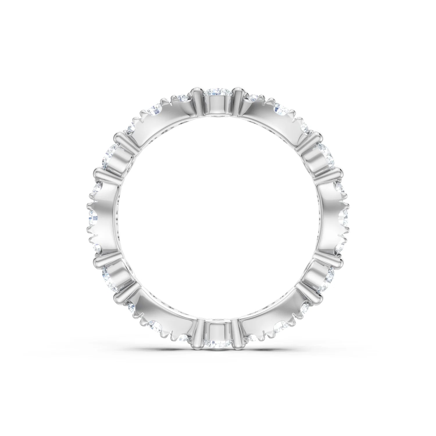 silver ring from the side on a white background
