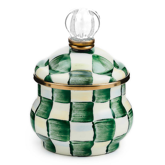 Mackenzie-Childs Emerald Check Lidded Sugar Bowl