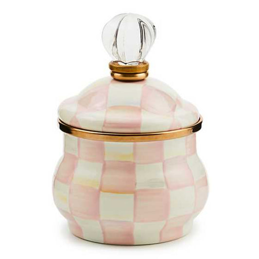 MacKenzie-Childs Rosy Check Enamel Lidded Sugar Bowl