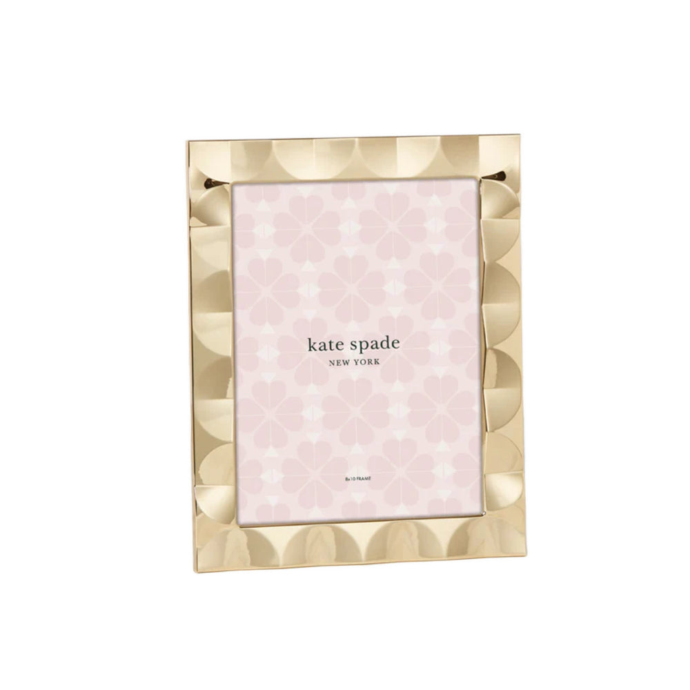 Kate Spade South Street Gold 8x10 Scallop Photo Frame on a white backround. 