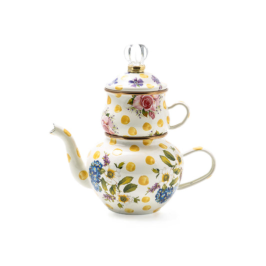MacKenzie-Childs Wildflowers Enamel High Tea - Yellow