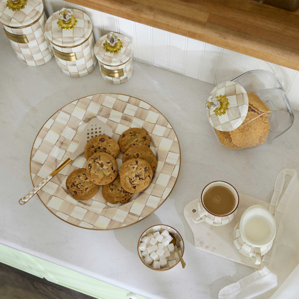 Mackenzie-Childs Mocha Check Serving Platter