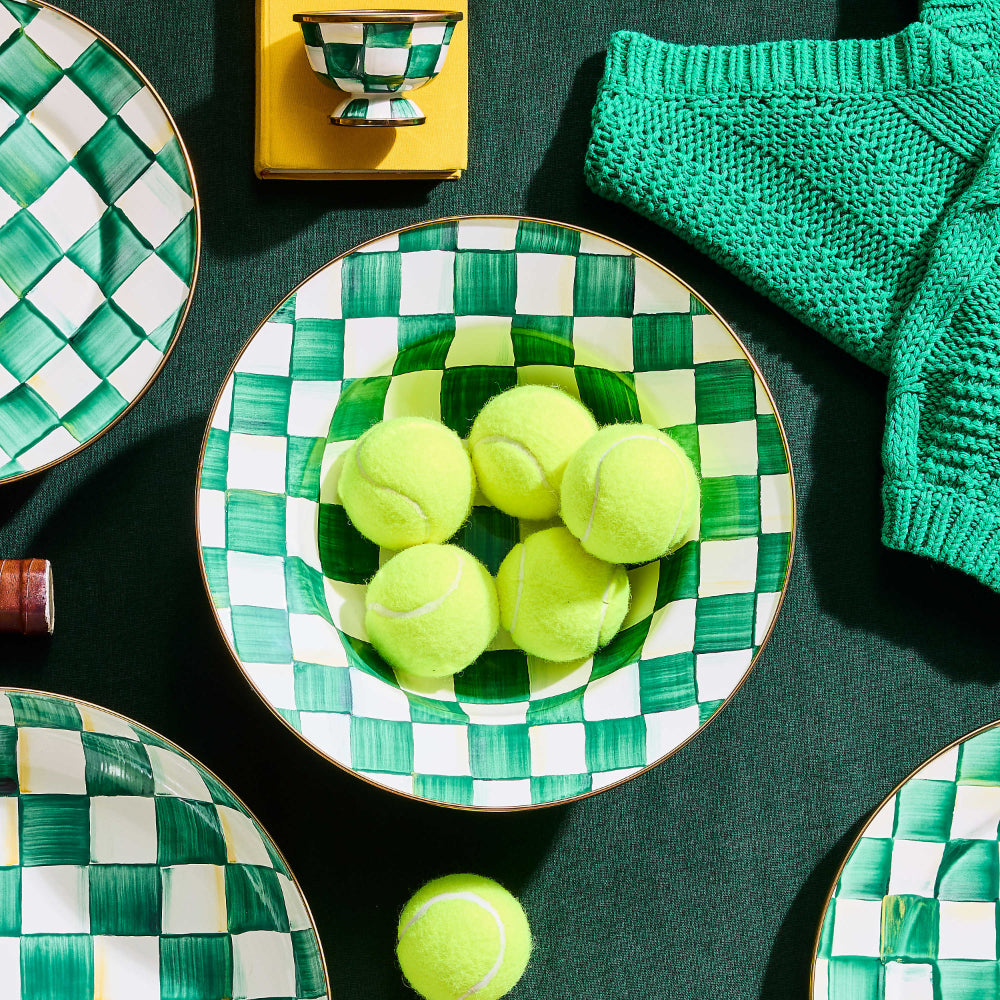 Mackenzie-Childs Emerald Check Serving Bowl