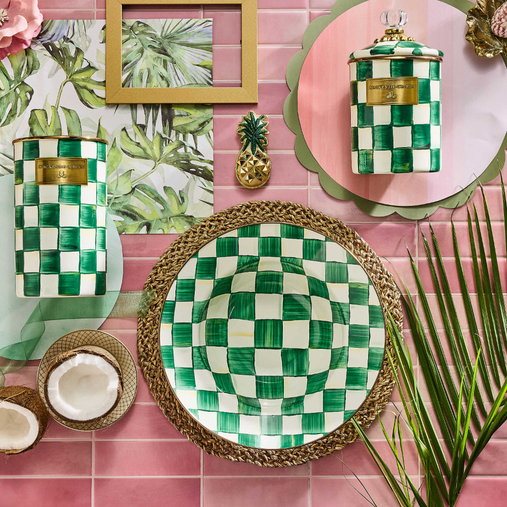 Mackenzie-Childs Emerald Check Serving Bowl