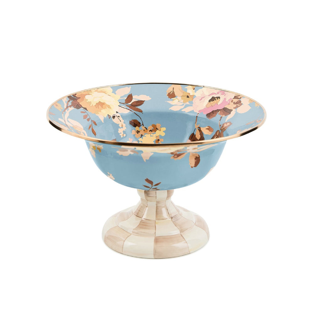 MacKenzie-Childs Wild Rose Slate Large Compote